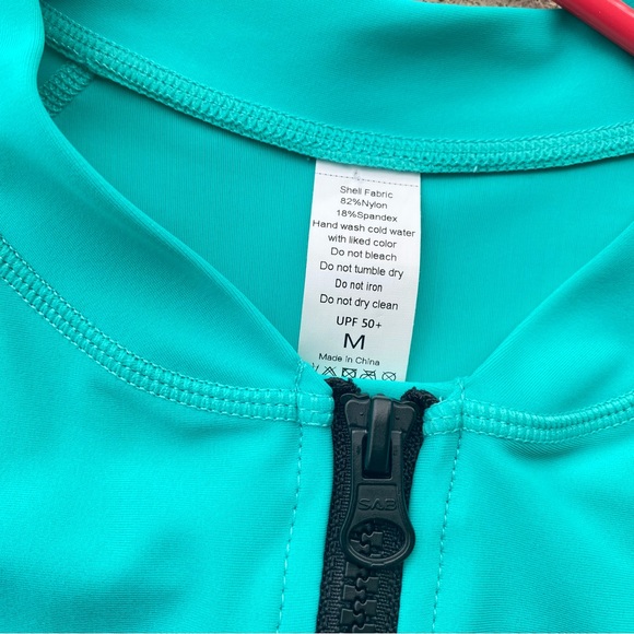 Womens Rash Guard Shirt Long Sleeve Raglan Sun Protection Full Zip Up Shirt - Picture 5 of 5